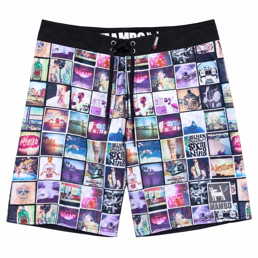 Mambo Graphic Collage Print Boardshorts